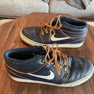 Blue Nike high top leather shoes Size 10